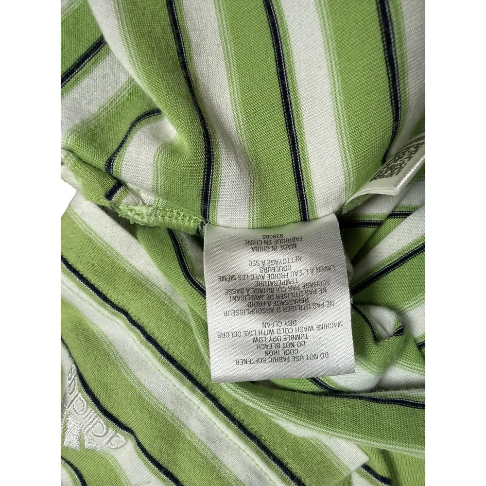 Adidas Polo Shirt Men Sz L Green Excellent Climalite Striped Short Sleeve 259536 - Picture 8 of 10